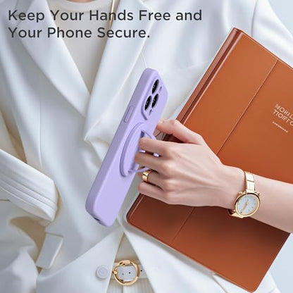 Upgraded Magnetic Phone Grip, Liquid Silicone Soft and Portable, Removable Finger Loop Ring Grip Holder for iPhone, Strong Magnetic Attraction, Compatible with MagSafe Phone Case, Lilac Purple - color: Lilac Purple
