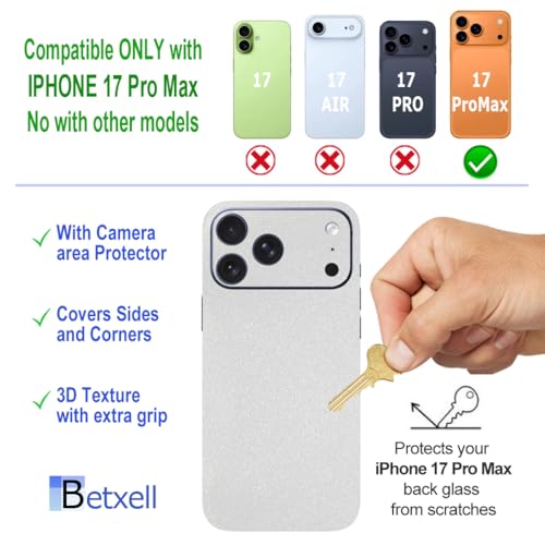 for iPhone 17 PRO MAX Skin Wrap 3M Film (2 Pack) Protective for Sides and Back (White Sparkle) - color: White Sparkle