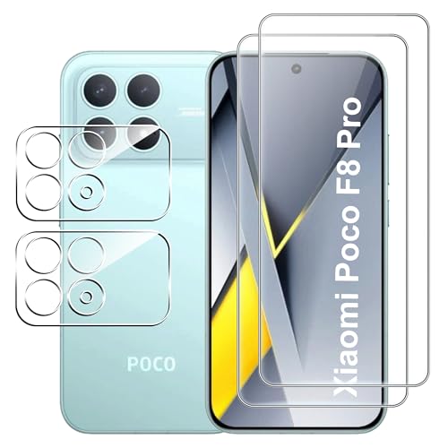 for Xiaomi POCO F8 Pro Screen Protector with Camera Lens Protector, 9H Hardness Anti-Scratch Tempered Glass flim, Case Friendly, Anti-Fingerprint,Anti-Scratch (2+2 PACK) - color: POCO F8 Pro