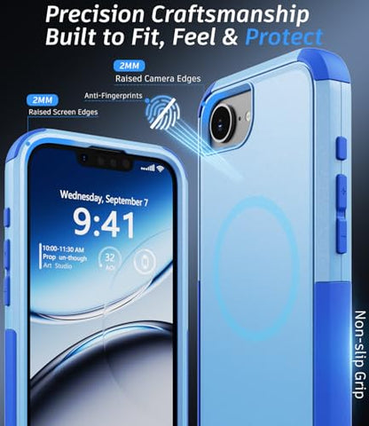 Heavy Duty Case for iPhone 17e & iPhone 16e - Military Grade Drop Proof Protective Cover [Compatible with MagSafe],with Screen Protector, Shockproof, Anti-Slip (Blue) - color: Blue