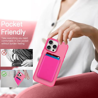 Magnetic Designed for iPhone 14 Pro Max Case 6.7" 2022, Hot Pink | [Compatible with Magsafe] [with Wallet & Card Holder] [Military Drop Protection] Slim Translucent Matte Phone Case - color: Hot Pink, size: iPhone 14 Pro Max