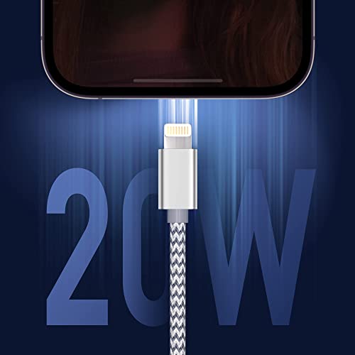 USB C to Lightning Cable 3 Pack 6FT Apple MFi Certified Fast Charging - color: gray