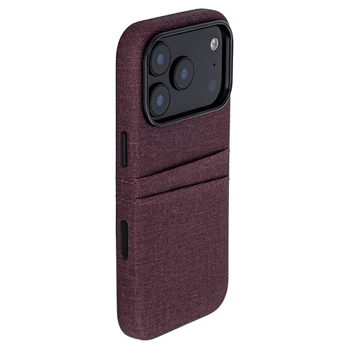 Dockem Card Case for iPhone 17 Pro with Magnetic Mounting Plate, Camera Control Button, Wallet with 2 Holder Slots: M2 Luxe Canvas-Style Synthetic Leather (Burgundy) - color: Burgundy, size: 17 Pro