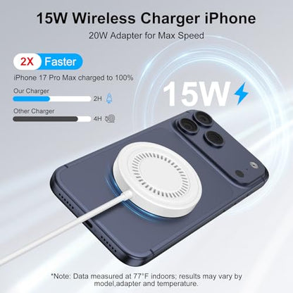 15W MagSafe Charger Magnetic Wireless Charger for iPhone 17 Pro Max/17 Pro - color: White-1