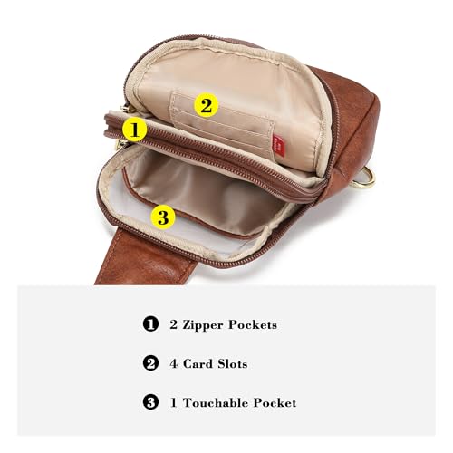 Travel Small Sling Bag for Women Anti Theft Crossbody Bags Phone Purse Cross Body Fanny Pack Over the Shoulder Bags(Brown) - color: Brown Dark