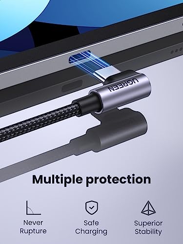 UGREEN 60W Right Angle USB C Cable, Fast Charging Cable, 3.3ft - size: 3.3ft
