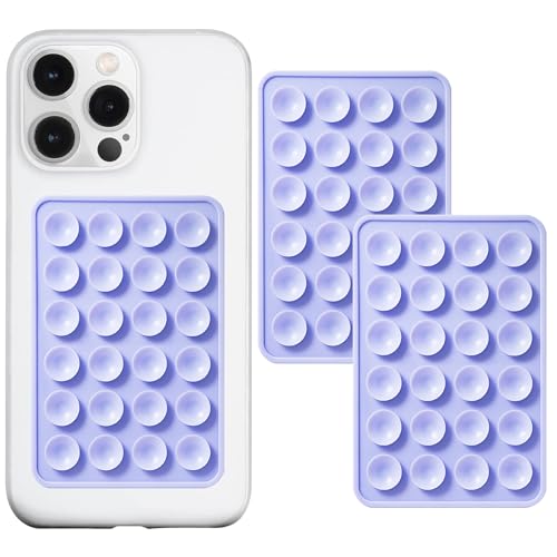PKYAA Anteel 2 Pack Silicone Suction Phone Case Adhesive Mount, Strong Grip Holder for Selfies and Videos, Hands-Free Sticky Phone Grip for iPhone and Android, 2.17" x 3.15" (Lavender) - color: Lavender