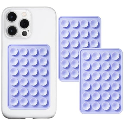 PKYAA Anteel 2 Pack Silicone Suction Phone Case Adhesive Mount, Strong Grip Holder for Selfies and Videos, Hands-Free Sticky Phone Grip for iPhone and Android, 2.17" x 3.15" (Lavender) - color: Lavender
