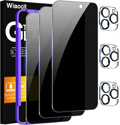 Wiaocit Tempered Glass Privacy Screen Protector for iPhone 16 Pro - size: iPhone 16 Pro-6.3 Inch