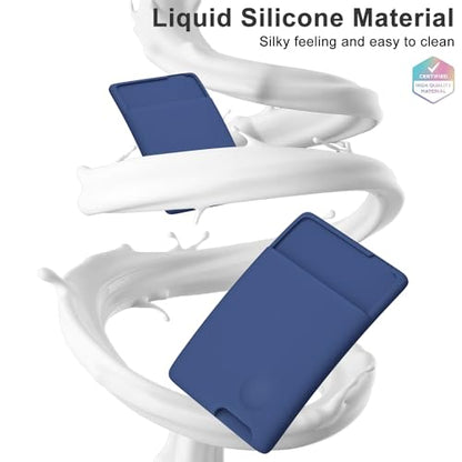 oakxco Phone Wallet Stick On, Secure Phone Card Holder Silicone, Adhesive Pocket Sleeve ID Credit Card, Slim Thin Card Case for Men Women Cute, Compatible with Apple iPhone Samsung Pixel, Navy Blue - color: Navy Blue