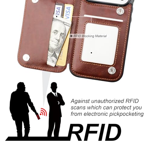 ONETOP for iPhone 18/17 Pro Wallet Case with Credit Card Holder,Brown - color: Brown