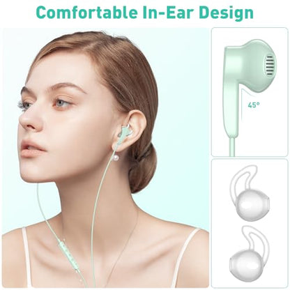 USB C Headphones Magnetic Wired Earbuds with Mic Volume Control 4ft Green - color: Green