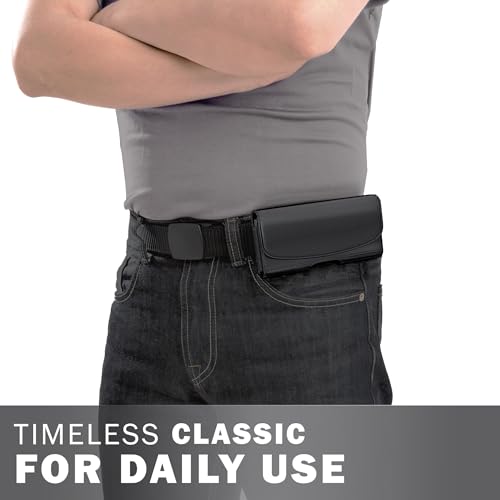 Holster for iPhone Pro Max & Plus Models Only (17,16,15,14,13,12,11,Xs Max) – Premium Cell Phone Case with Belt Clip, ID Card Pouch Holder Cover, Black - size: iPhone Pro Max & Plus