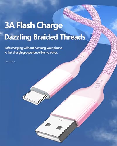 USB C Cable 15FT, Extra Long USB-A to USB-C Cable Braided Pink - color: Pink, size: 15FT