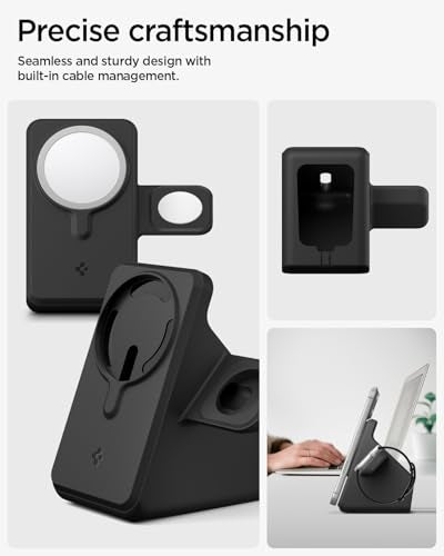 Spigen for MagSafe (25W), Apple Watch Charger Stand Holder Case MagFit Duo - color: Black, size: MagFit Duo
