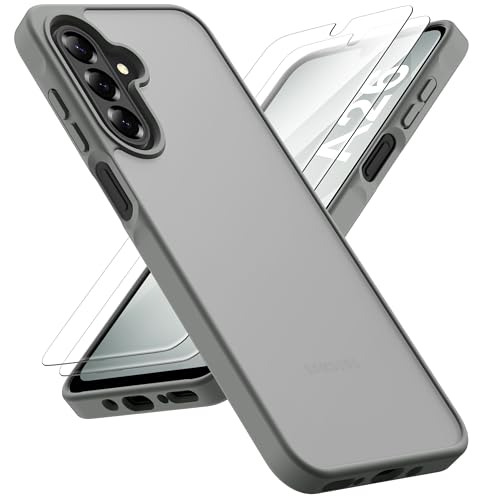 ORETECH for Samsung Galaxy A26 Case, Samsung Galaxy A26 5G Phone Case with 2 Pack HD Screen Protector, Translucent Matte Back Military Grade Shockproof Anti-Fingerprint Protective Cover - Grey - color: Translucent Back - Grey, size: Samsung Galaxy A26