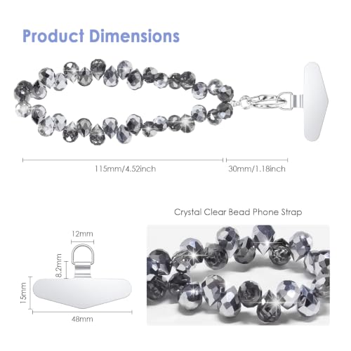 TENOC Beaded Phone Wrist Strap, Dark Gray - color: A-dark Gray