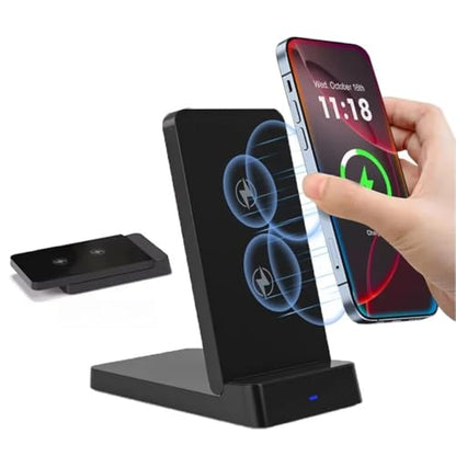 15W Double Coil Wireless Charger Foldable Phone Holder Stand for iPhone 17 16 15 14 13 12 Pro Max Samsung Xiaomi Fast Charging Station (White) - color: White