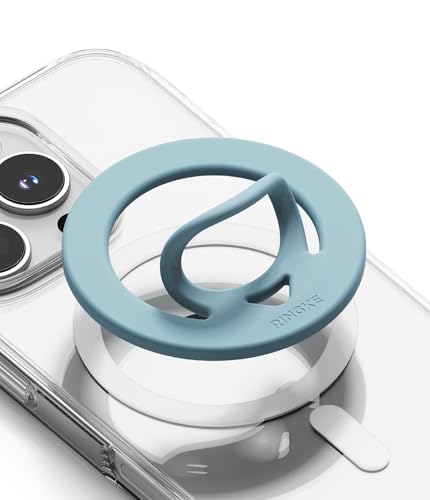 Ringke Dual Magnetic Silicone Ring [Compatible with MagSafe] Phone Grip, Dual-Sided Powerful Magnet, Lightweight (0.04 lb) & Super Slim (0.13 in) Soft Holder for iPhone, Galaxy, Pixel - Light Teal - color: Light Teal