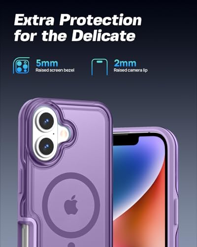 ArtsEvo Strong Magnetic for iPhone 16 Case, Compatible with MagSafe, 360° Military-Grade Protection, Slim Translucent Matte Phone Case, Purple - color: Purple, size: iPhone 16
