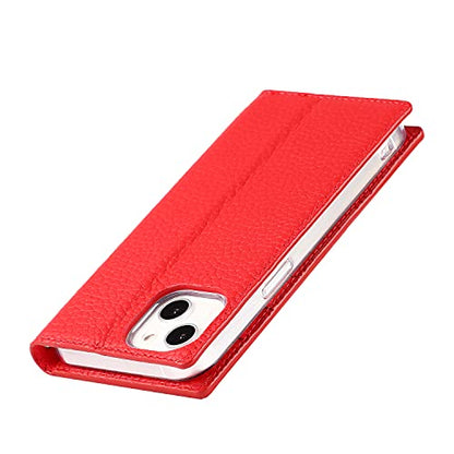 iCoverCase Compatible with iPhone 13 Wallet Case, RFID Blocking Genuine Leather Magnetic Case with Wrist Strap and Card Slots Kickstand Feature Flip Cover 6.1 Inch (Red) - color: Red, size: iPhone 13
