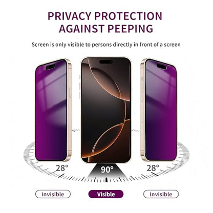 2 Pack Privacy Screen Protector for iPhone 16 Pro Max Tempered Glass 6.9inch Private Saver Anti-Spy Eye Protection Anti-Scratch Full Coverage