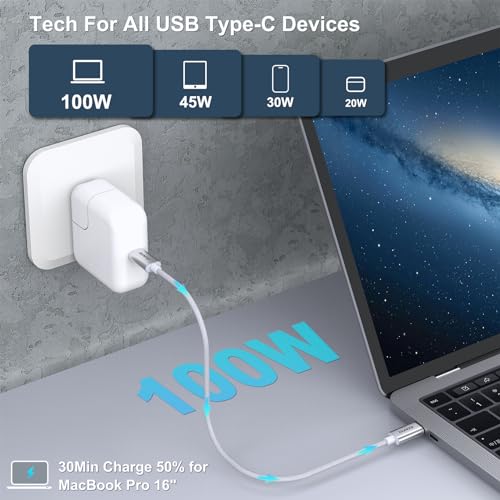 BENFEI 100W Silicone USB C Fast Charging Cable(3.3ft), Aluminum Shell, Woven Design for iPhone 15/15Pro/15Plus/15ProMax MacBook Pro/iPad Pro/Air 4,Samsung Galaxy S23+/S23