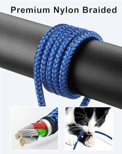 90 Degree iPhone Charger [Apple MFi Certified] Lightning Cable 6 FT, 2 Pack - color: Blue, size: 6FT