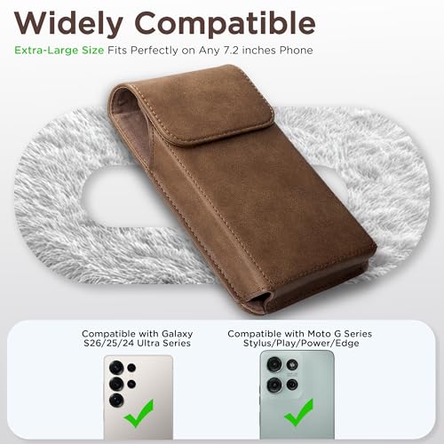 Holster for Galaxy S25 Ultra S24 Ultra S23 Ultra 5G Note 20 Ultra 5G Note 10+ Plus 5G, Premium Leather Pouch with Belt Clip Phone Holster Belt Case, Light Brown -XL - color: Light Brown, size: X-Large