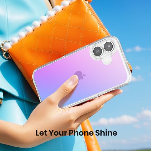 Mobnano for iPhone 16 Case, Protective Shockproof Bumpers [Not Yellowing] Anti-Scratch Transparent Slim Hard PC Back Soft TPU Frame Cover for Men Women - Iridescent - color: Iridescent