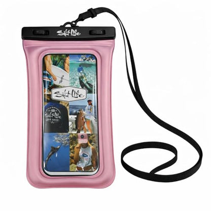 Salt Life Floating Waterproof Phone Case– IPX8 100% Waterproof Phone Case that Floats in Water, Universal Phone Dry Bag with Touchscreen Clear Window, Secure Seal Closure & Lanyard (Pink) - color: Pink