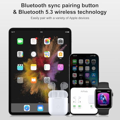 Wireless Charging Case Replacement Compatible with AirPod 1 2, Air Pods 1 2 Charger Case with Bluetooth Pairing Without Earbuds, White