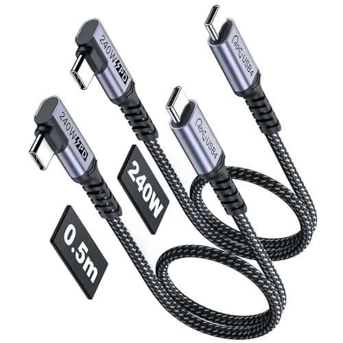 Short USB 4 Cable Right Angle 1.5FT 2 Packs, 240W Fast Charging - size: 240w - 1.5ft, 1.5ft