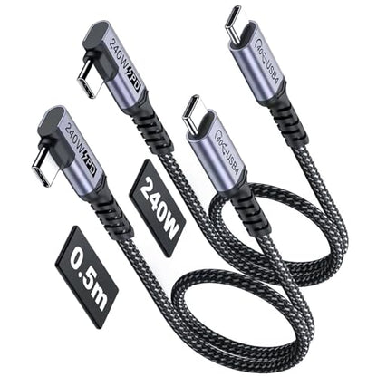 Short USB 4 Cable Right Angle 1.5FT 2 Packs, 240W Fast Charging - size: 240w - 1.5ft, 1.5ft