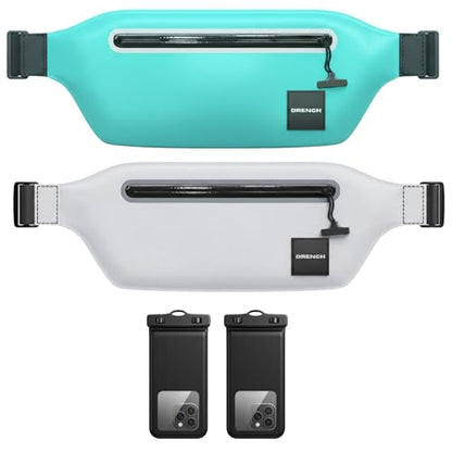 DRENCH everyday carry waterproof pouch – Blue + White Waterproof Fanny Pack Bundle, 2 Submersible Phone Pouches + Floating Cases