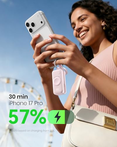 INIU SnapGo Portable Charger, 5000mAh Mini Power Bank for Apple Watch - color: Pink