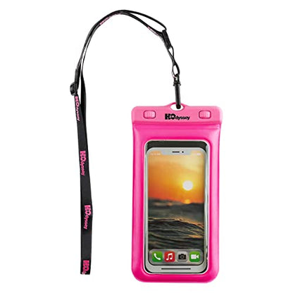 H2ODYSSEY Waterproof Phone Case and Lanyard - Excellent Waterproof Protection - Floats in The Water -Lanyard for Beach Kayak Travel - Universal Size - Pink - color: Pink