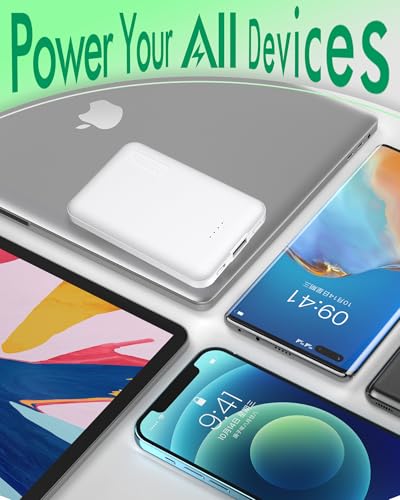 Miady 2-Pack Small Portable Charger 5000mAh Power Bank Travel Battery Pack - color: White+White