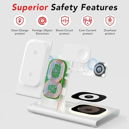 Wireless Charger for Samsung Charging Station, Foldable & Nightlight - color: white