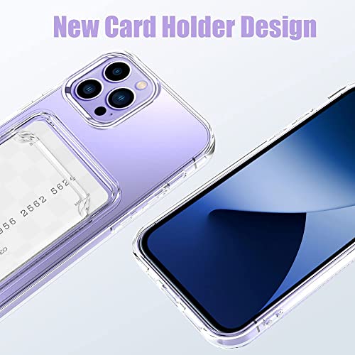 MZELQ Compatible with iPhone 14 Pro Max Case Card Holder -Clear | Wallet Cover,Camera Protection + Screen Protector Soft Card Slot Phone Case - color: Clear, size: iPhone 14 Pro Max