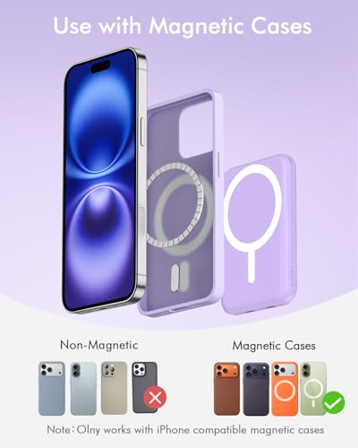 podoru for MagSafe Power Bank 5000mAh, Ultra-Slim Magnetic Portable Charger - color: Purple