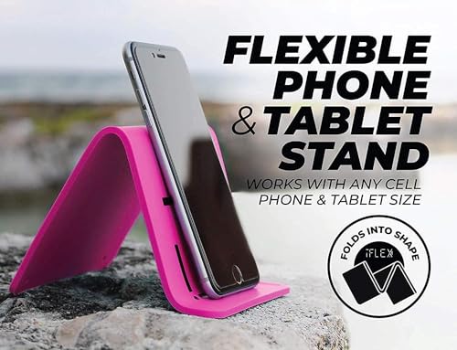 iFLEX Adjustable Cell Phone Stand and Tablet Stand for Work and Home – Flexible Phone Holder is The Perfect iPhone Stand for Video Calls and Holds Any Device (Purple)