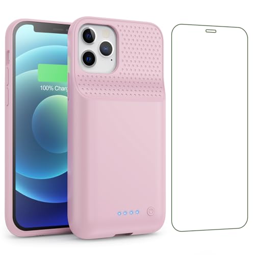 Battery Case for iPhone 12/12 Pro,[2025 Upgraded] 10800mAh Ultra-Slim Portable Extended Charger Case Cover for iPhone 12/12 Pro Charging Case (6.1 Inch)-Pink - color: Pink