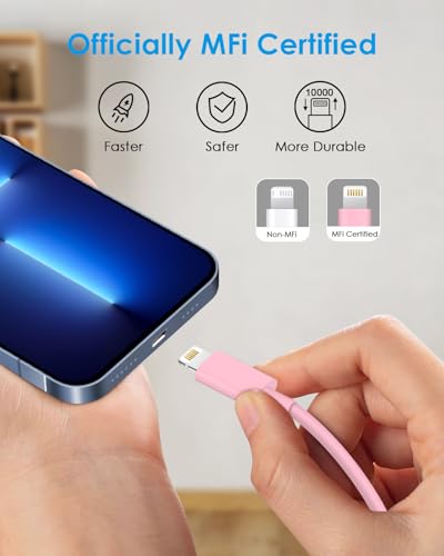 AISNI Fast Charger for iPhone 14 13 with 10 Ft iPhone Charger Cable - color: Light Pink, size: 10ft