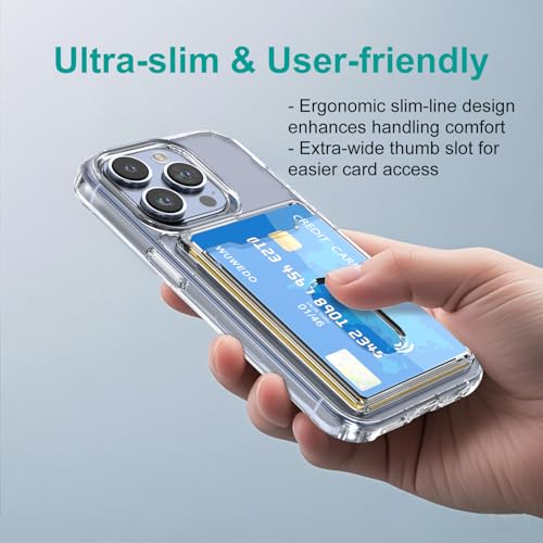 for iPhone 15 Pro Clear Wallet Case with RFID Blocking Card, Holds 1-2 Credit Cards, Hybrid Protective Case with Card Holder, TPU + PC, Anti-Yellowing, 6.1" 2023 - color: RFID BC Clear, size: iPhone 15 Pro