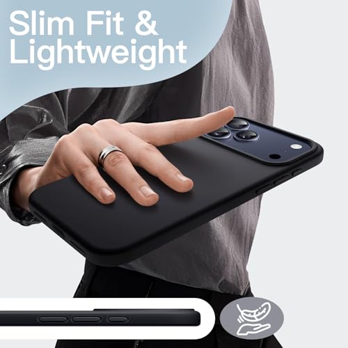 JETech Silicone Case for iPhone 17 Pro Max, Black | Silky Soft Touch, Shockproof Protection, Scratch Resistant, Microfiber Lining - color: Black, size: iPhone 17 Pro Max