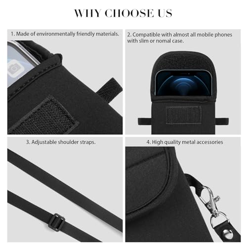 Neoprene Phone Sleeve Bag Pouch Case with Crossbody Strap Compatible for iPhone 17 Pro Max Air 16 Plus / Galaxy S26 Ultra / S26+ S25 FE A17 A36 A56 / Pixel 10 Pro XL / OnePlus 15 13 (Vivid Floral) - color: Vivid Floral