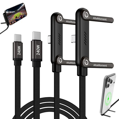 Invisible Holder Charger Cable, 240W PD Fast Charging, 4.9FT - size: 2PCS ( C to C & C to Lightning )