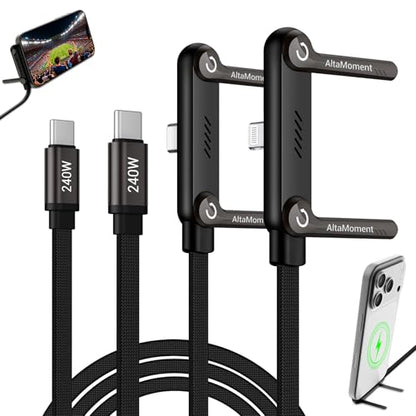 Invisible Holder Charger Cable, 240W PD Fast Charging, 4.9FT - size: 2PCS ( C to C & C to Lightning )