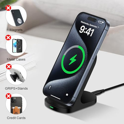 Wireless Charger Fast Charging Stand for Moto G Stylus 5G 2026/G Power 2025 - color: Black